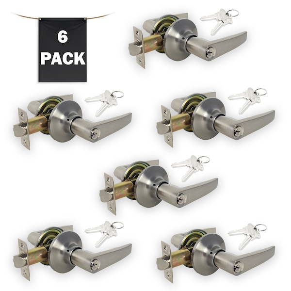 Premier Lock Entry Door Lever Lock Set Set of 6, Keyed Alike
